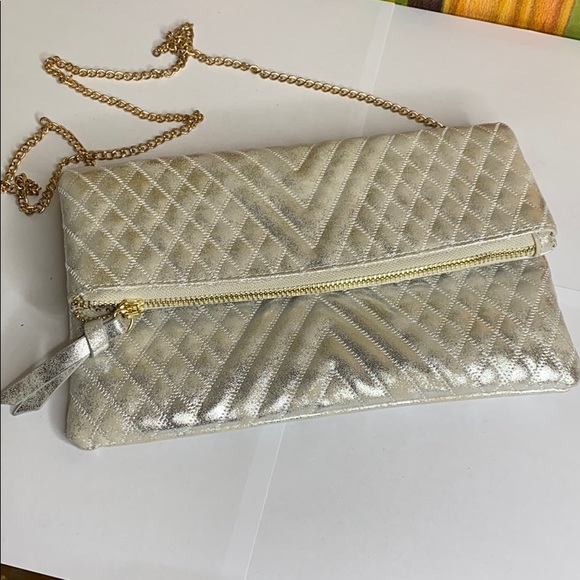 Fun Silver Fold Over Clutch - Picture 1 of 5